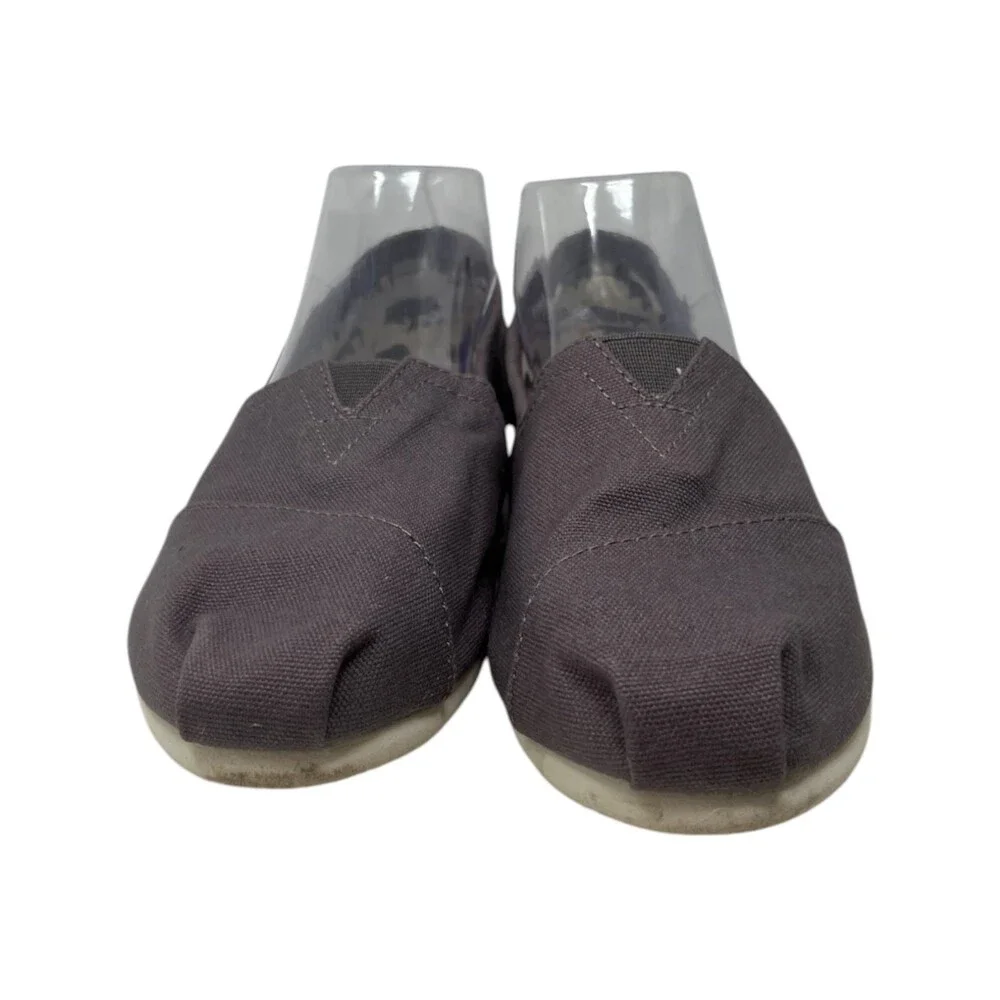 TOMS Shoes Alpargata Flat Women Size 9 Grey Solid Canvas Slip On Comfort Loafer